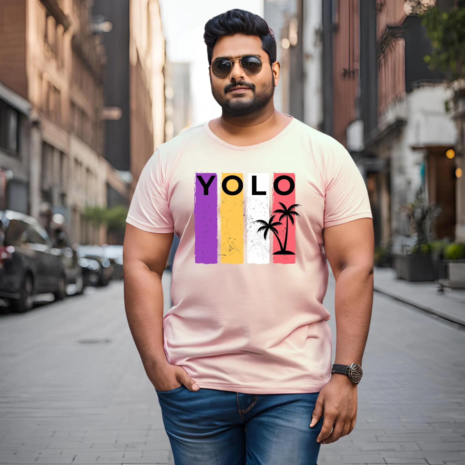 KART BLACK Men's Plus Size Yolo Printed T-Shirts
