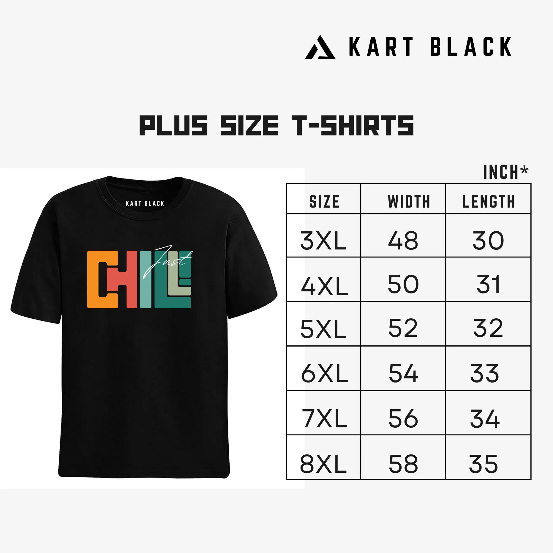 KART BLACK Men's Plus Size Yolo Printed T-Shirts