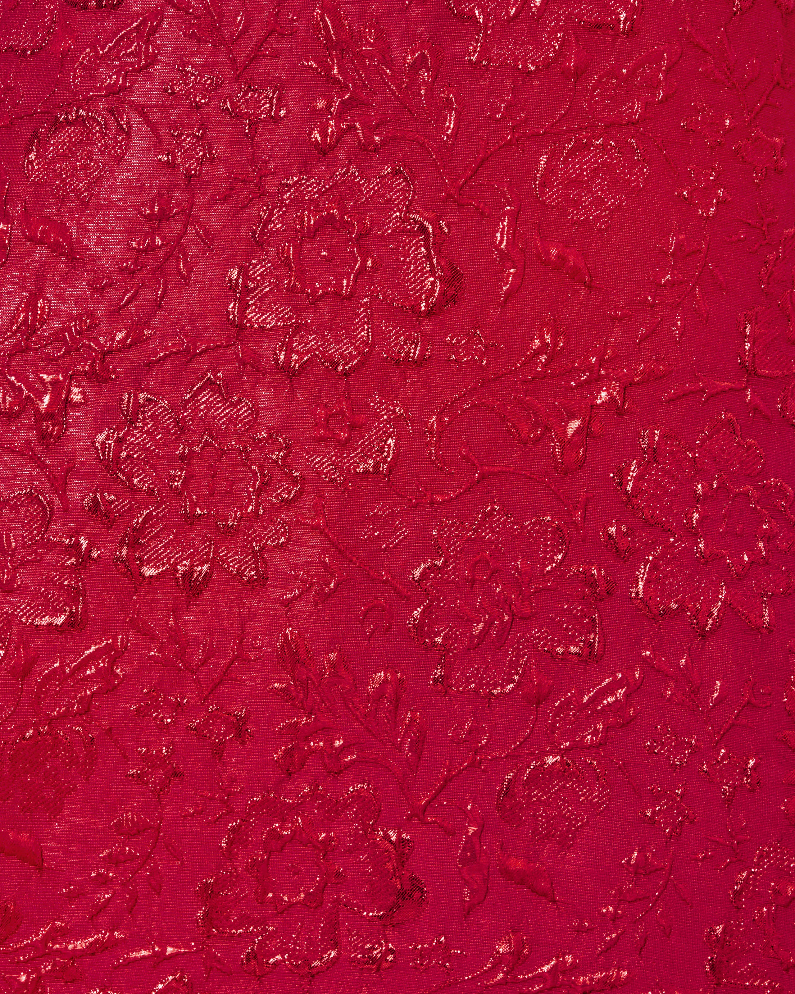 Kelliana Shift Dress - Malbec Red Blooming Brocade