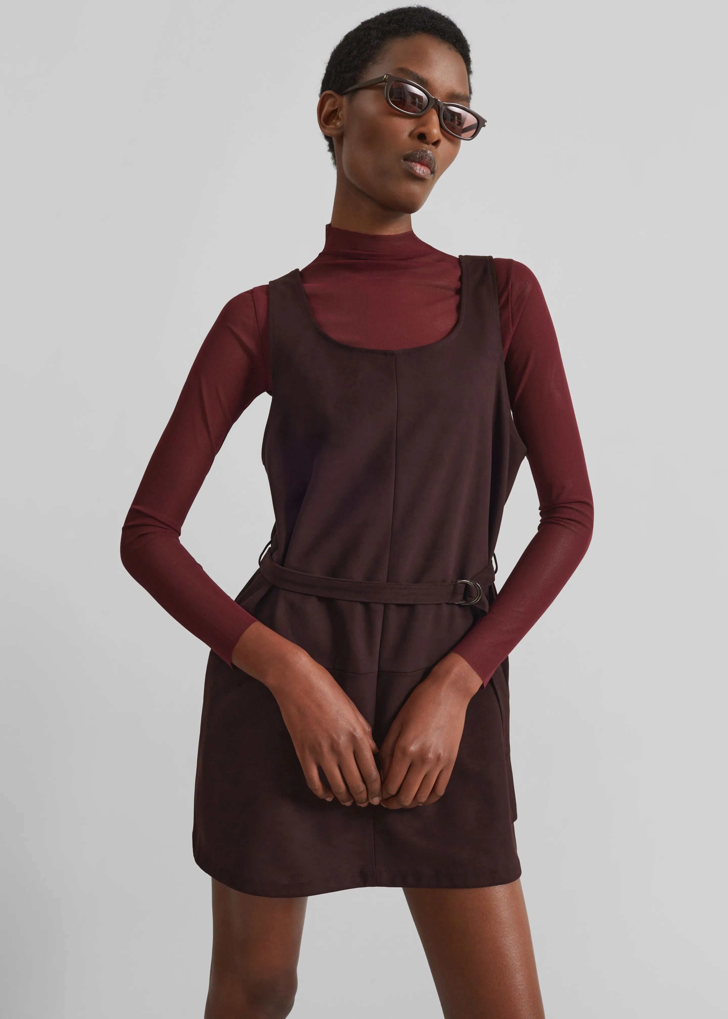 Kildare Faux Suede Dress - Plum