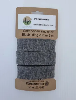 Knit Bias Binding- 20mm - Mid Grey Marl