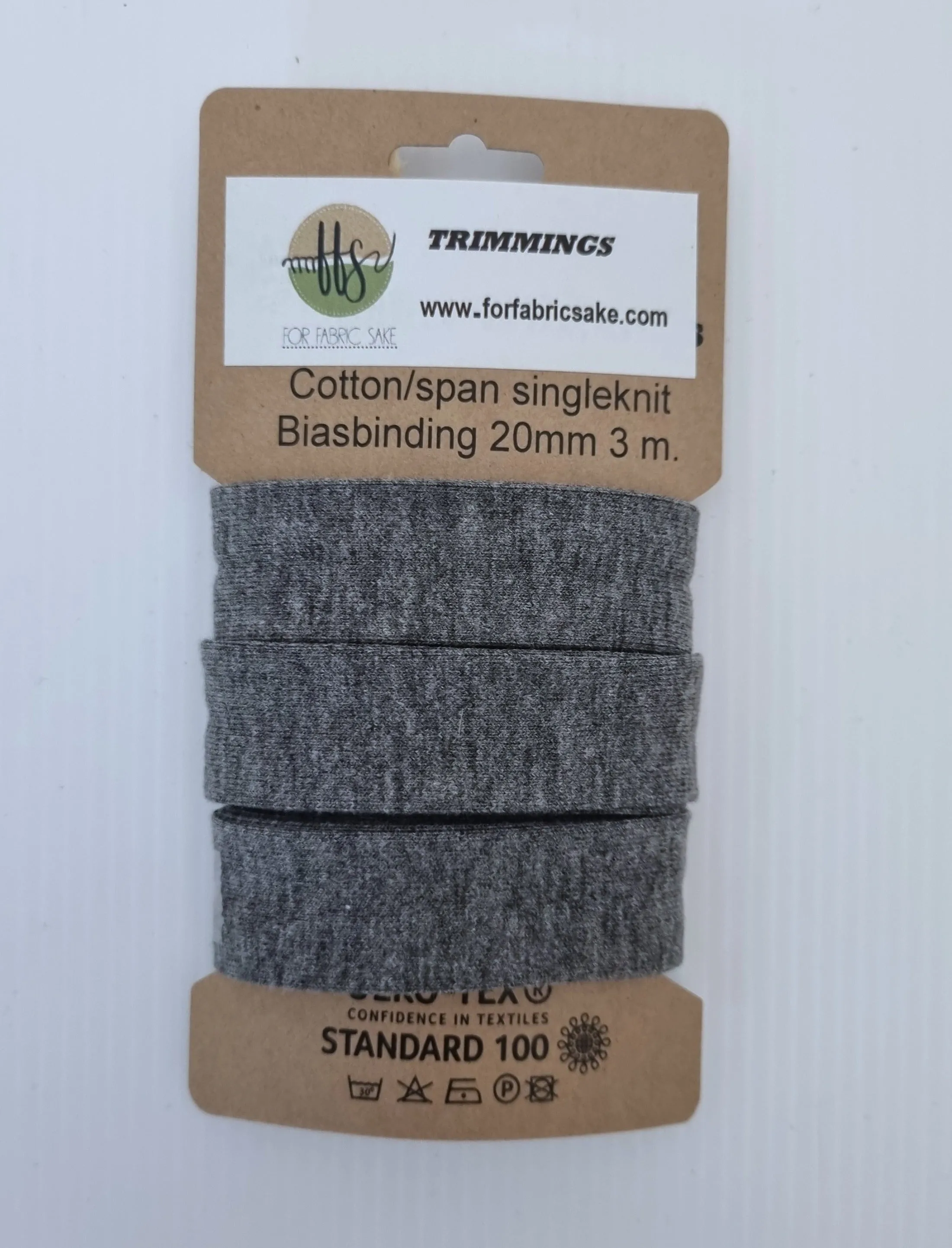 Knit Bias Binding- 20mm - Mid Grey Marl