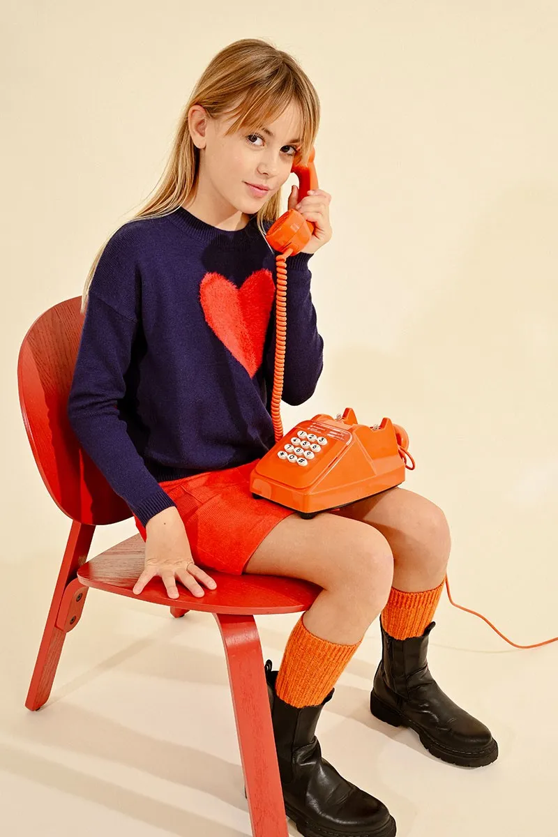 KNITTED SWEATER AND LARGE HEART ON THE FRONT