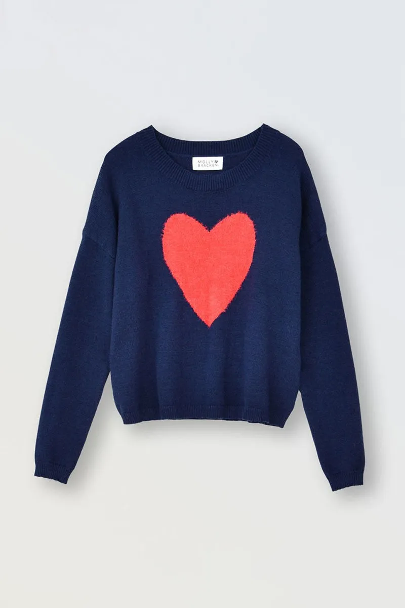 KNITTED SWEATER AND LARGE HEART ON THE FRONT