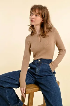 KNITTED SWEATER, FANCY NECKLINE