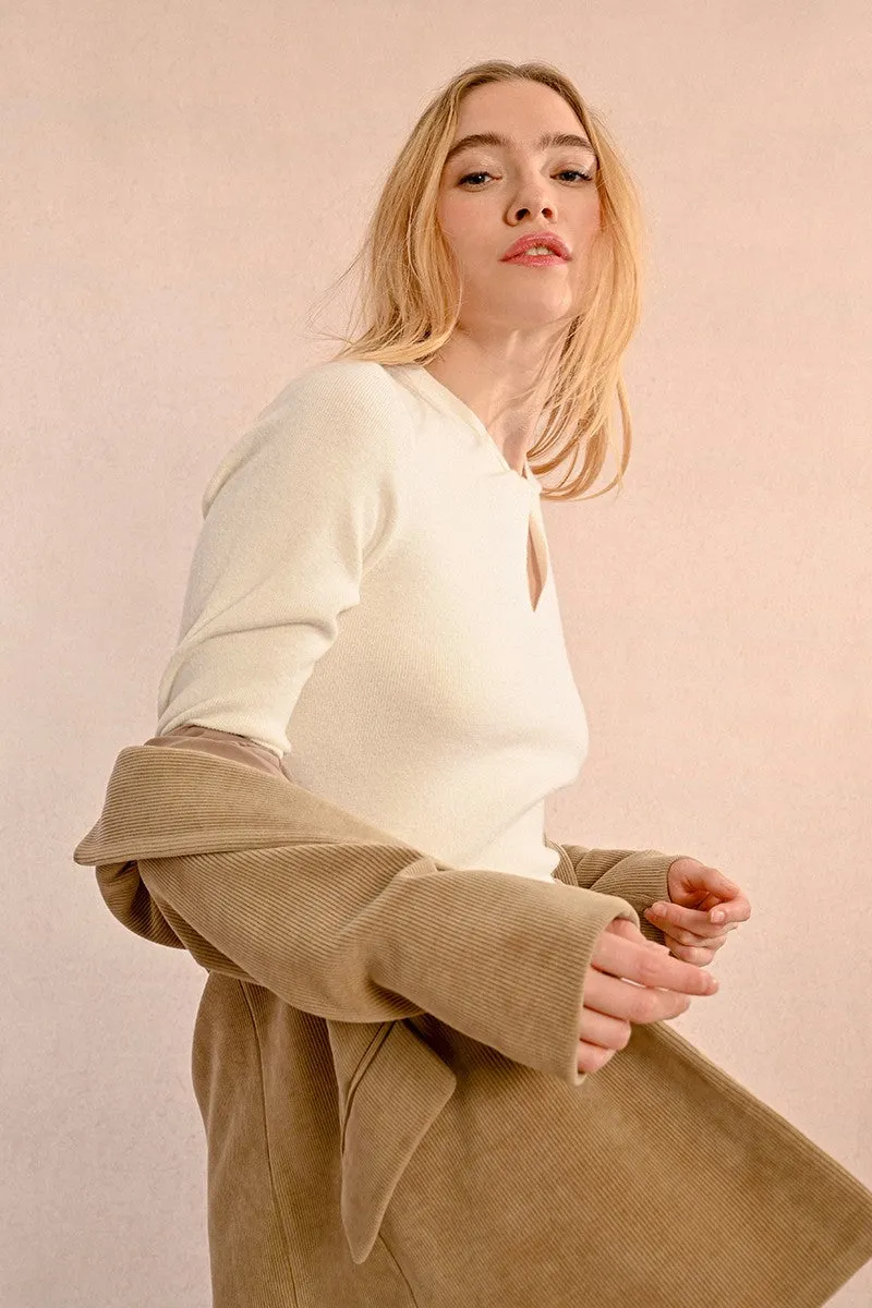 KNITTED SWEATER, FANCY NECKLINE