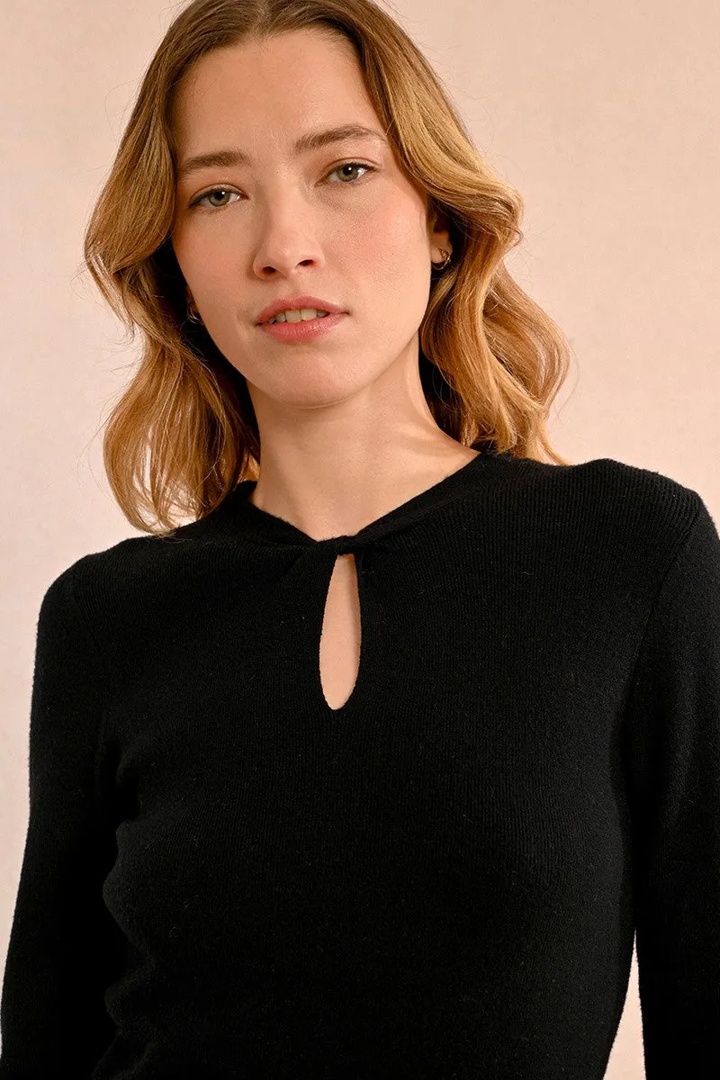 KNITTED SWEATER, FANCY NECKLINE