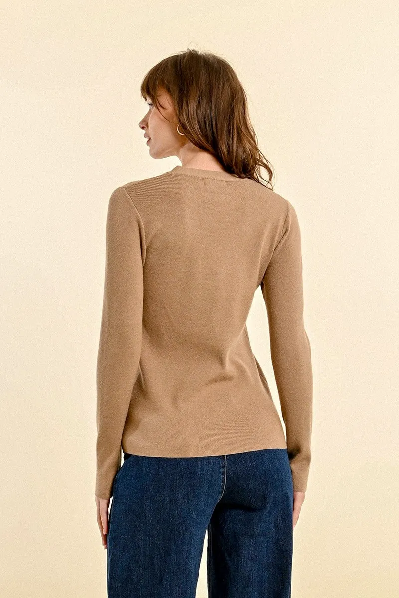 KNITTED SWEATER, FANCY NECKLINE