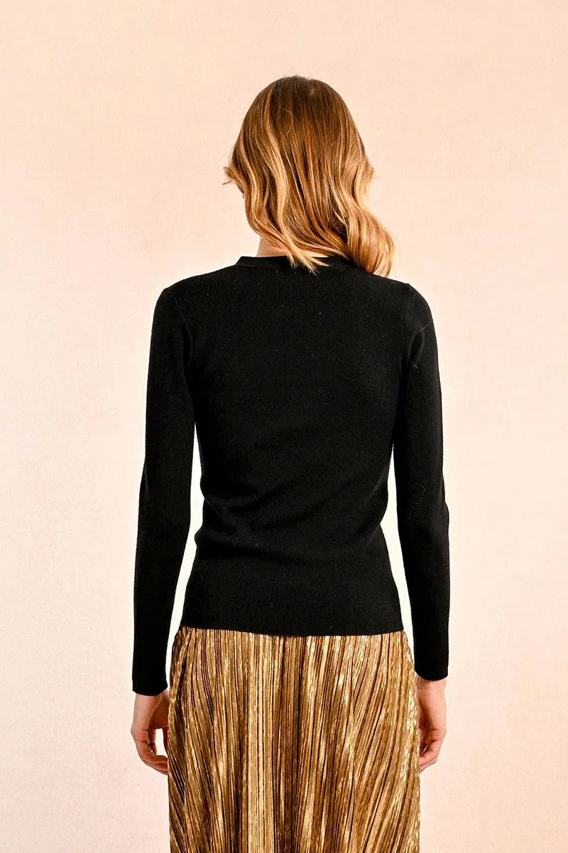 KNITTED SWEATER, FANCY NECKLINE