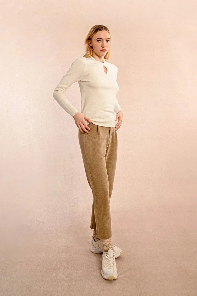 KNITTED SWEATER, FANCY NECKLINE