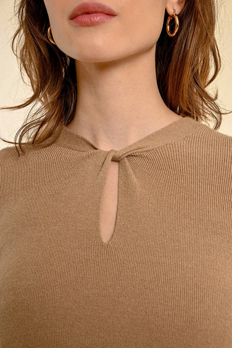 KNITTED SWEATER, FANCY NECKLINE