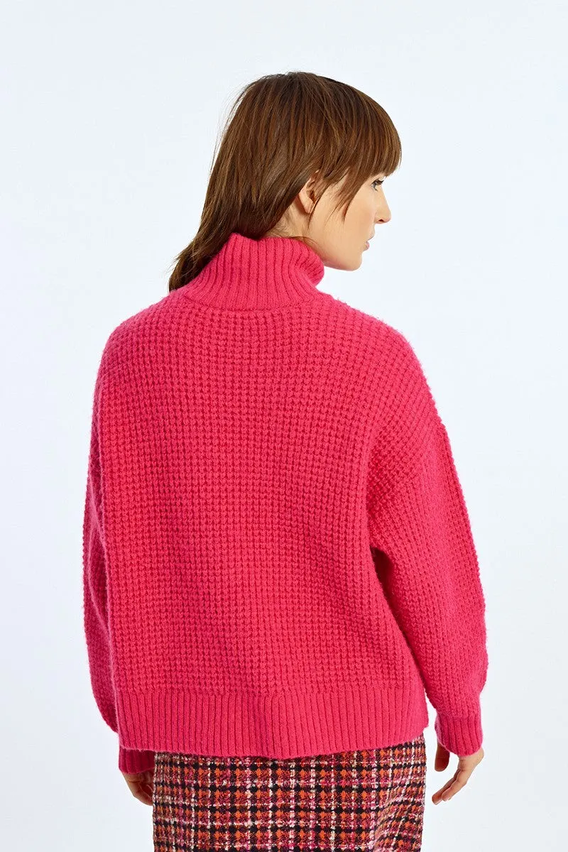 KNITTED SWEATER WITH HIGH COLLAR