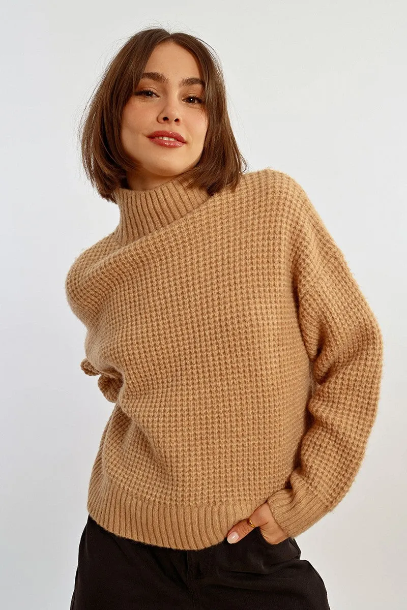 KNITTED SWEATER WITH HIGH COLLAR