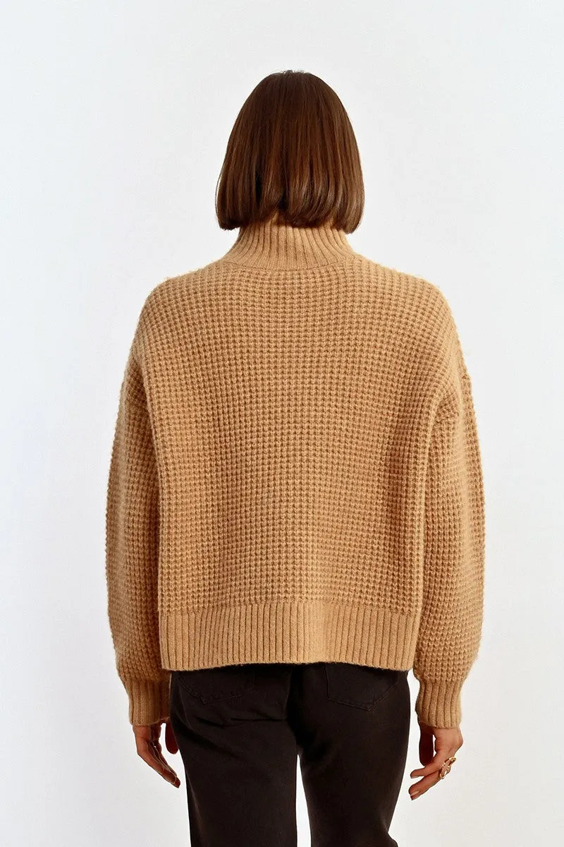KNITTED SWEATER WITH HIGH COLLAR