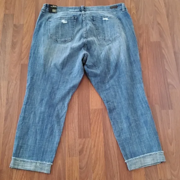 Kut from the Kloth High Rise Ankle Straight Leg Distressed Crop Denim Jeans 24W