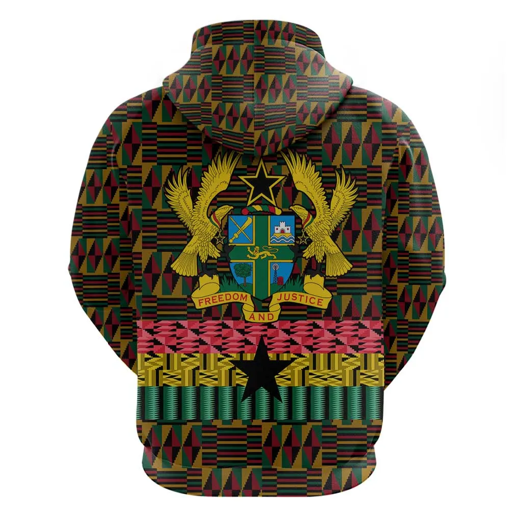 Kwame Nkrumah Ghana Zip Hoodie Kente Pattern African TS04