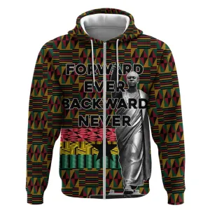 Kwame Nkrumah Ghana Zip Hoodie Kente Pattern African TS04