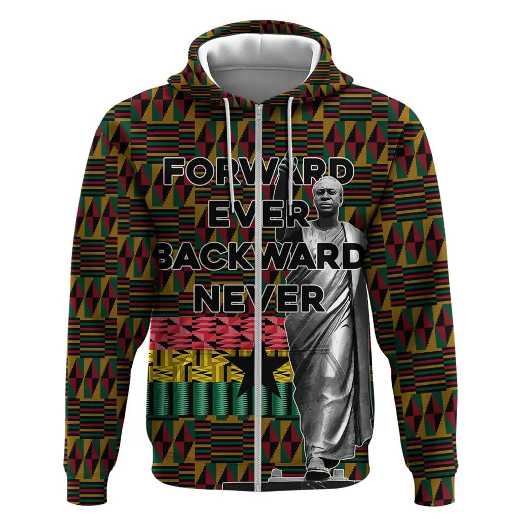 Kwame Nkrumah Ghana Zip Hoodie Kente Pattern African TS04