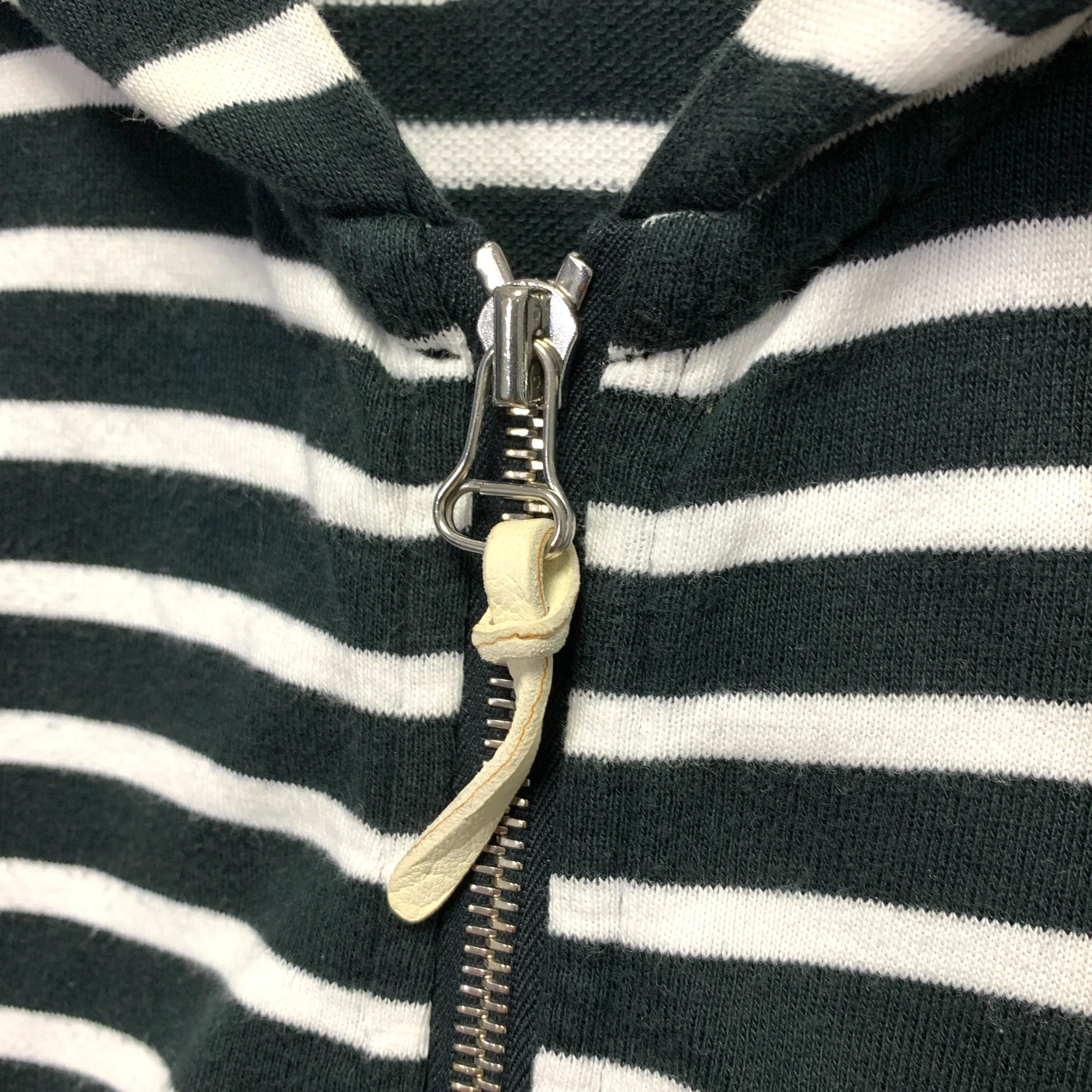[L] Visvim Border Stripe Hoodie FZ Black White
