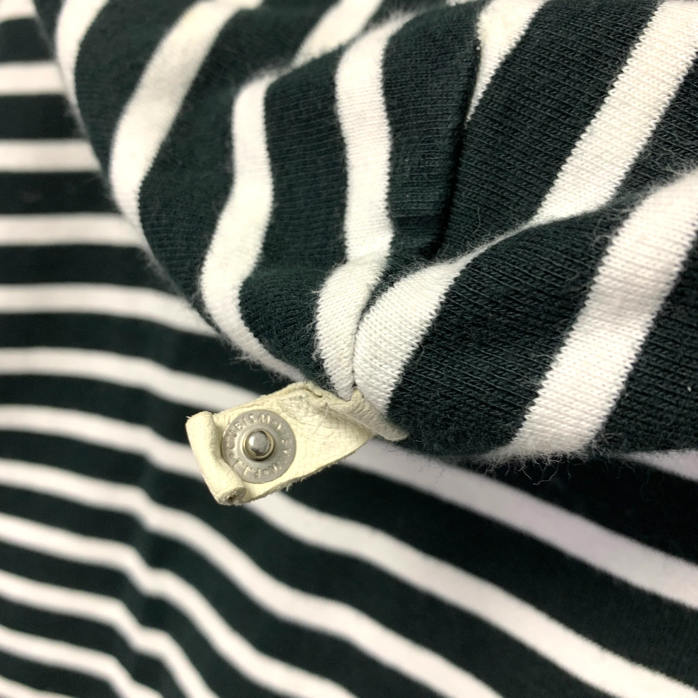 [L] Visvim Border Stripe Hoodie FZ Black White