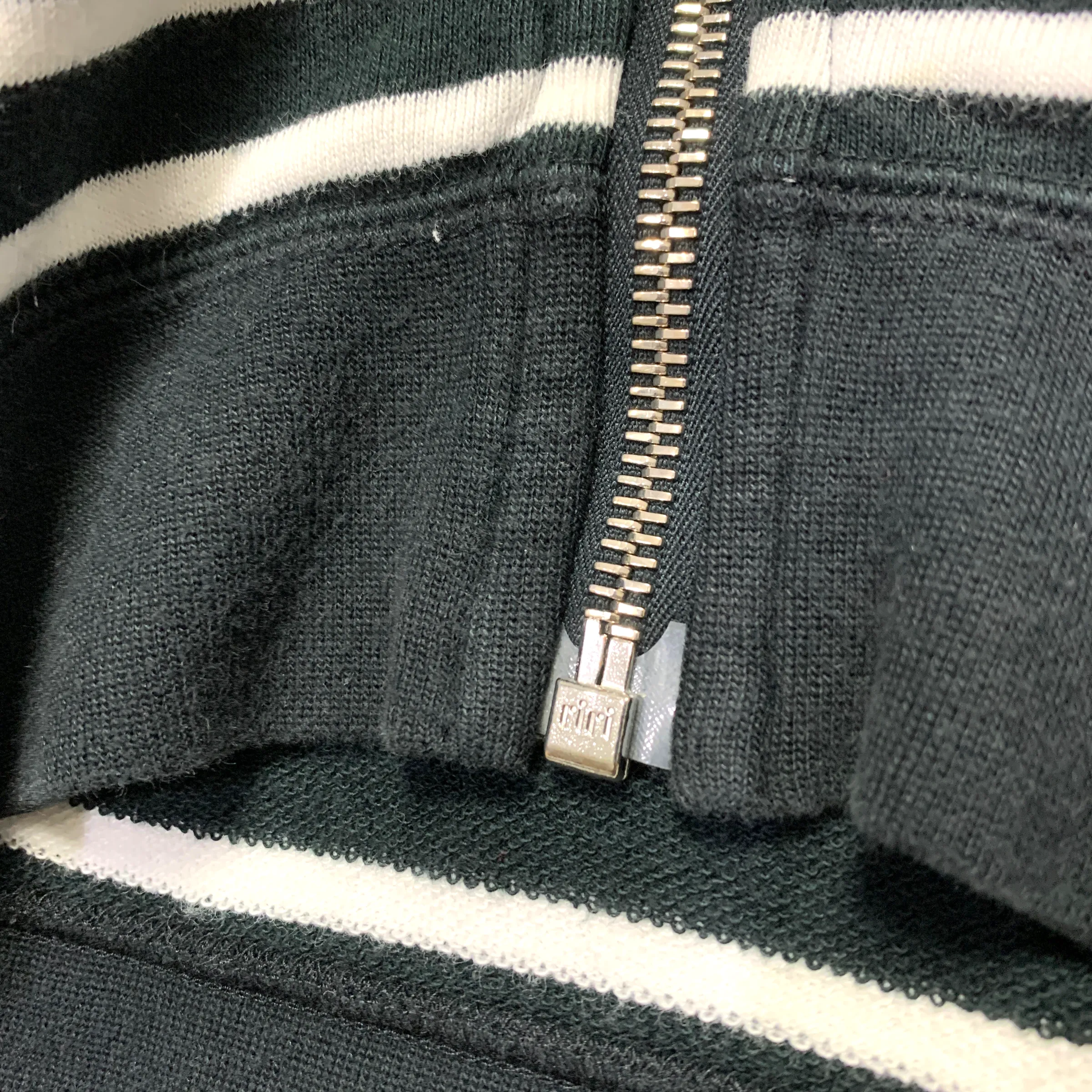 [L] Visvim Border Stripe Hoodie FZ Black White