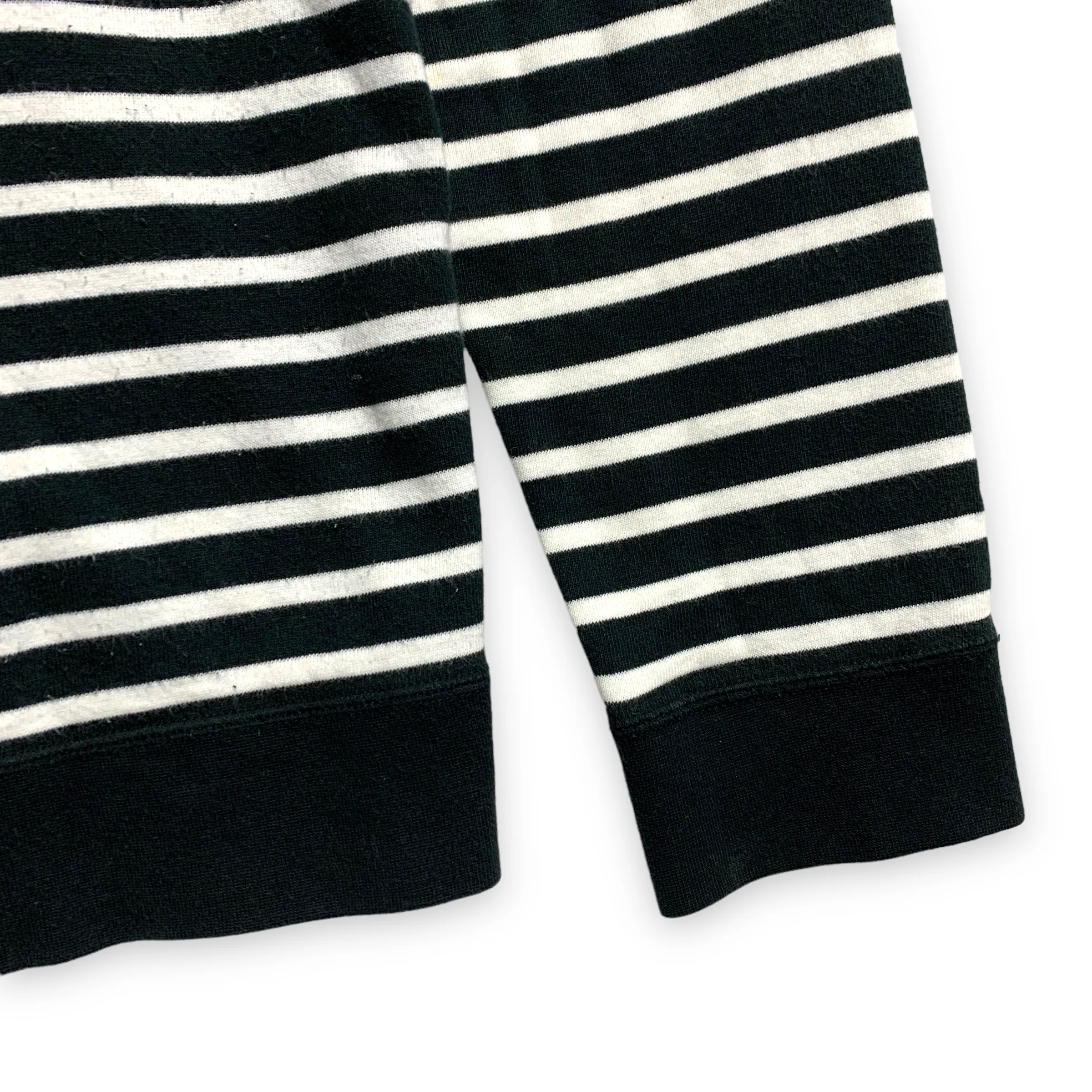 [L] Visvim Border Stripe Hoodie FZ Black White