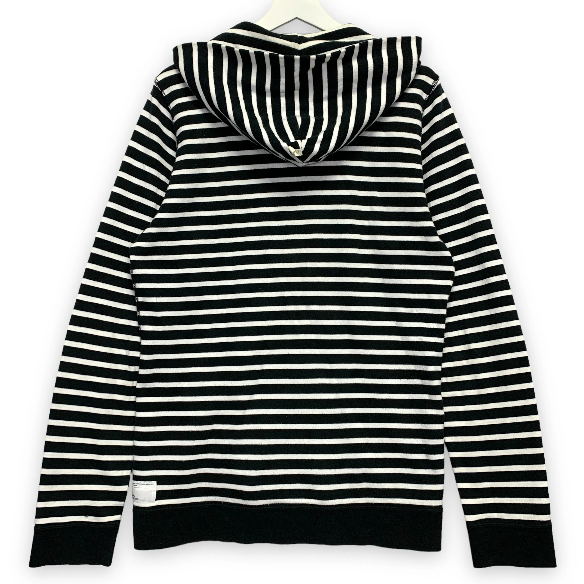 [L] Visvim Border Stripe Hoodie FZ Black White