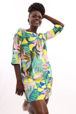 Ladies Printed Linen Shift Dress