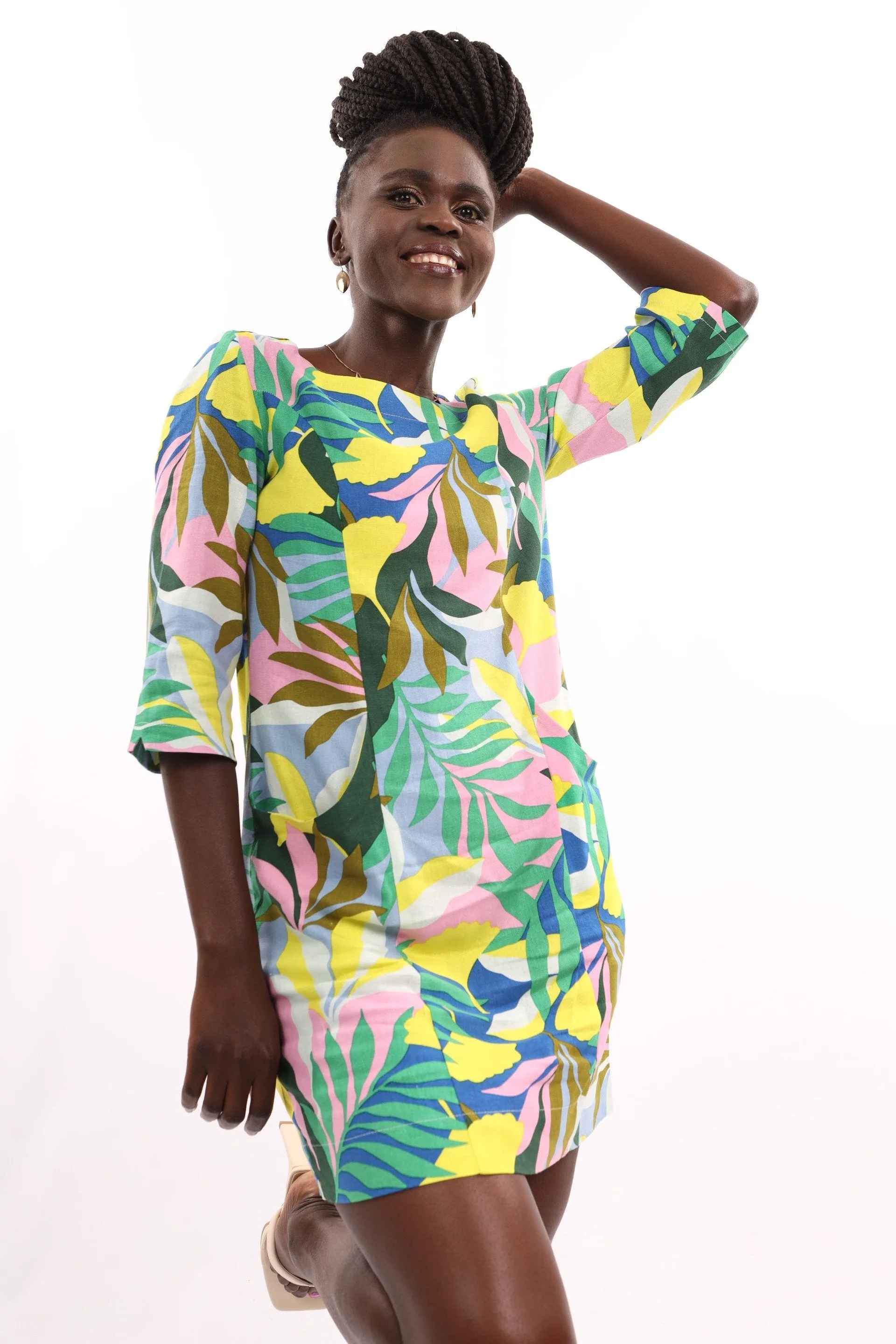 Ladies Printed Linen Shift Dress