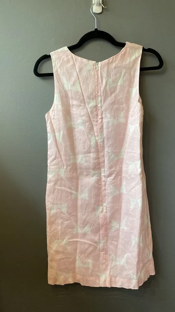 Leaf Print Linen Shift Dress