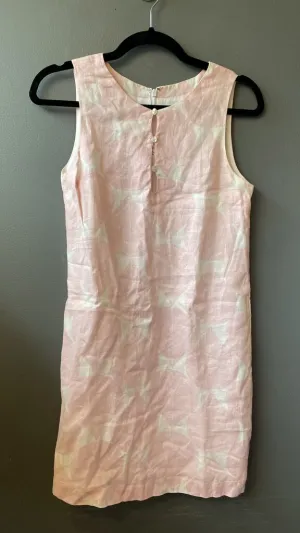 Leaf Print Linen Shift Dress