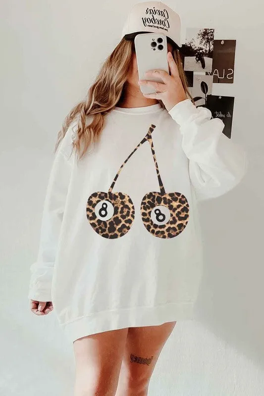 LEOPARD CHERRY OVERSIZED SWEATSHIRT