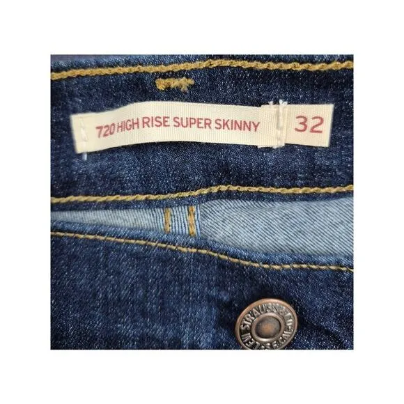 Levi Strauss &amp; Co 720 High-Rise Super Skinny Blue Jeans Sz 32X30  14M