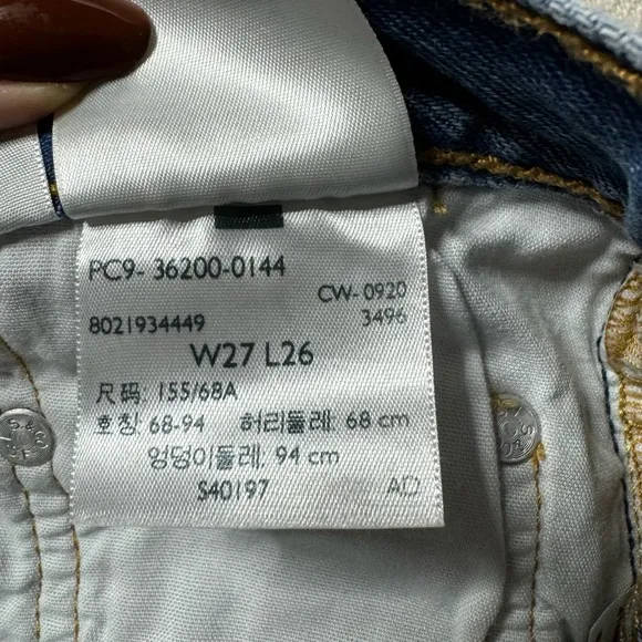 Levi’s 501 Medium Blue Exposed Button Fly Straight Leg Ankle Jeans 27