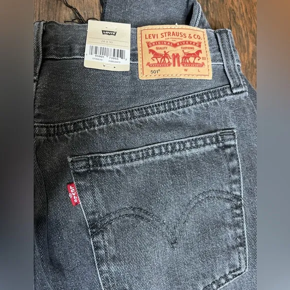 Levi’s 501 original fit denim black straight leg high rise jeans