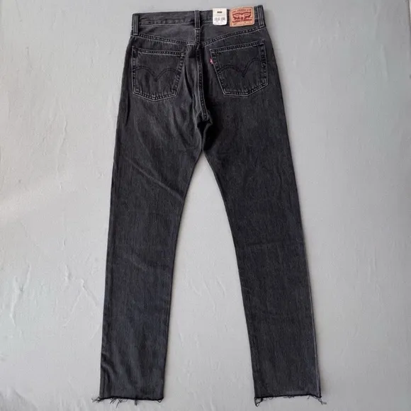 Levi’s 501 original fit denim black straight leg high rise jeans