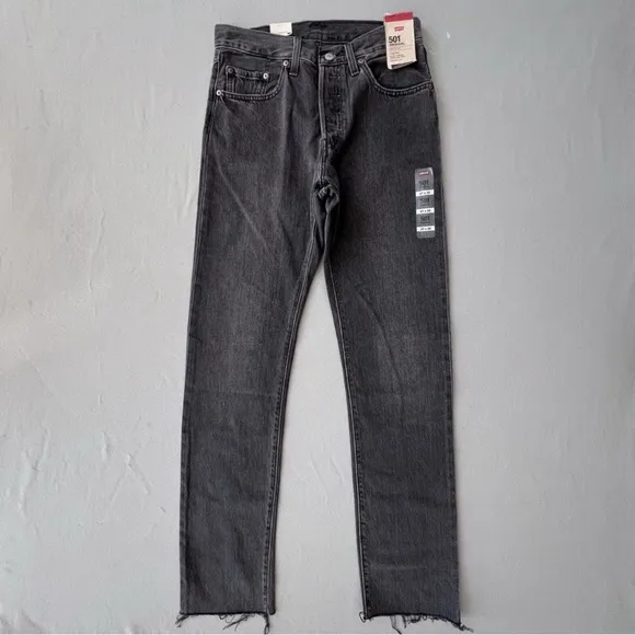 Levi’s 501 original fit denim black straight leg high rise jeans