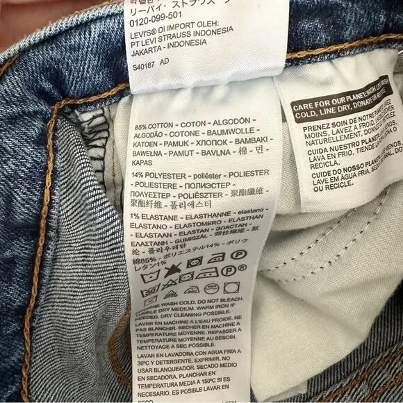 Levi's Wedgie Straight Leg Busted Knee Jeans in Queen of Meadow sz 25