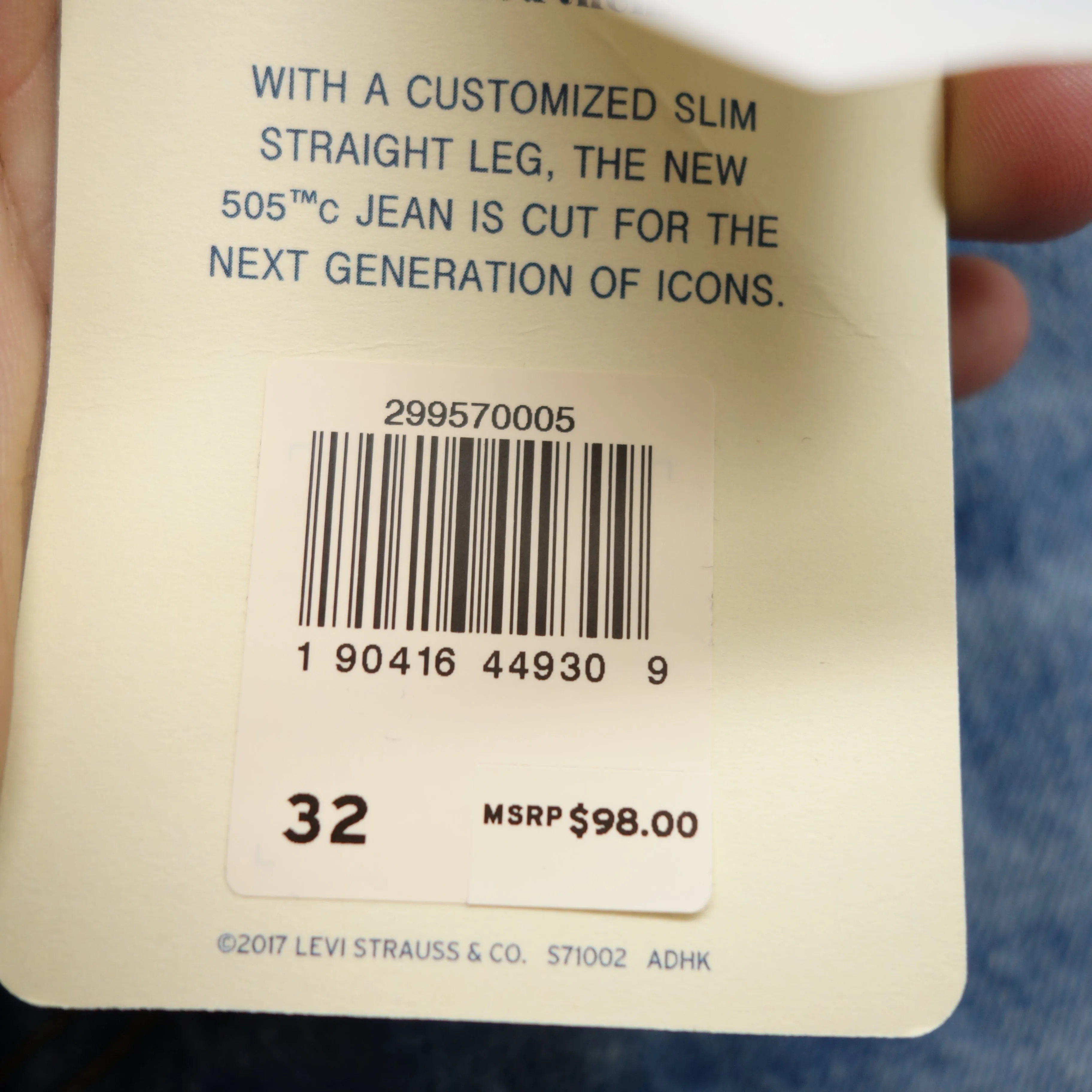 Levi's Womens 505 Cropped Orange Tab Straight Leg Denim Jeans Size 14M / 32