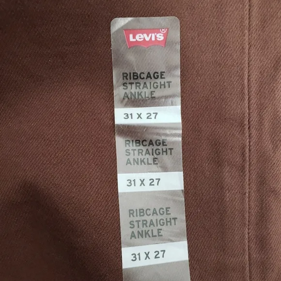 Levi's Womens Ribcage Straight Ankle Chocolate Brown Jeans 31 x 27 High Rise