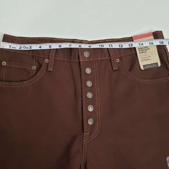 Levi's Womens Ribcage Straight Ankle Chocolate Brown Jeans 31 x 27 High Rise