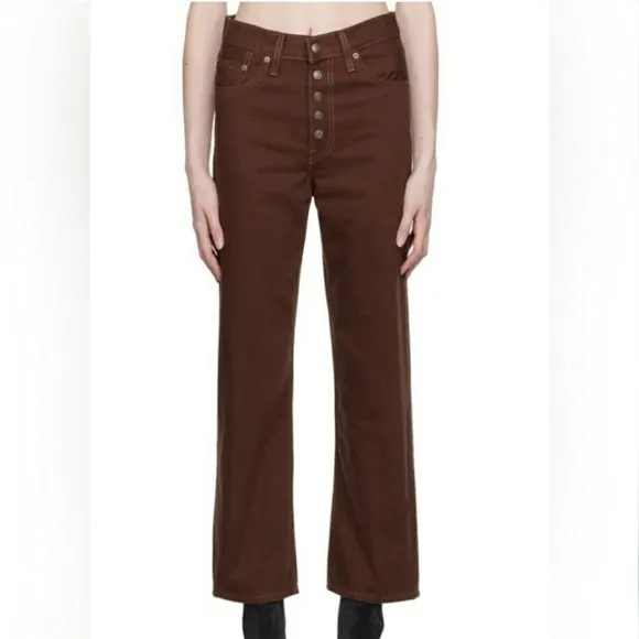 Levi's Womens Ribcage Straight Ankle Chocolate Brown Jeans 31 x 27 High Rise