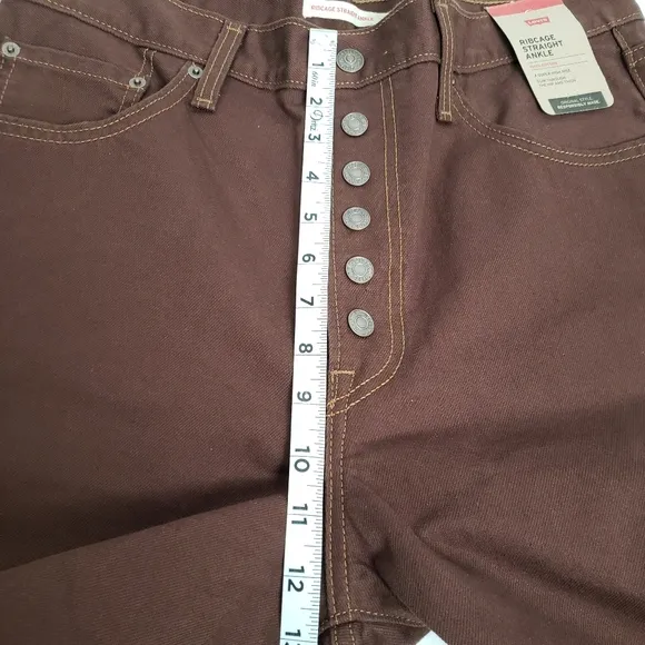 Levi's Womens Ribcage Straight Ankle Chocolate Brown Jeans 31 x 27 High Rise
