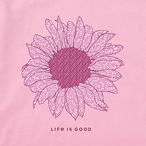 Life is Good Womens Crusher Flower Graphic V-Neck T-Shirt, Happy Pink, XX-Large