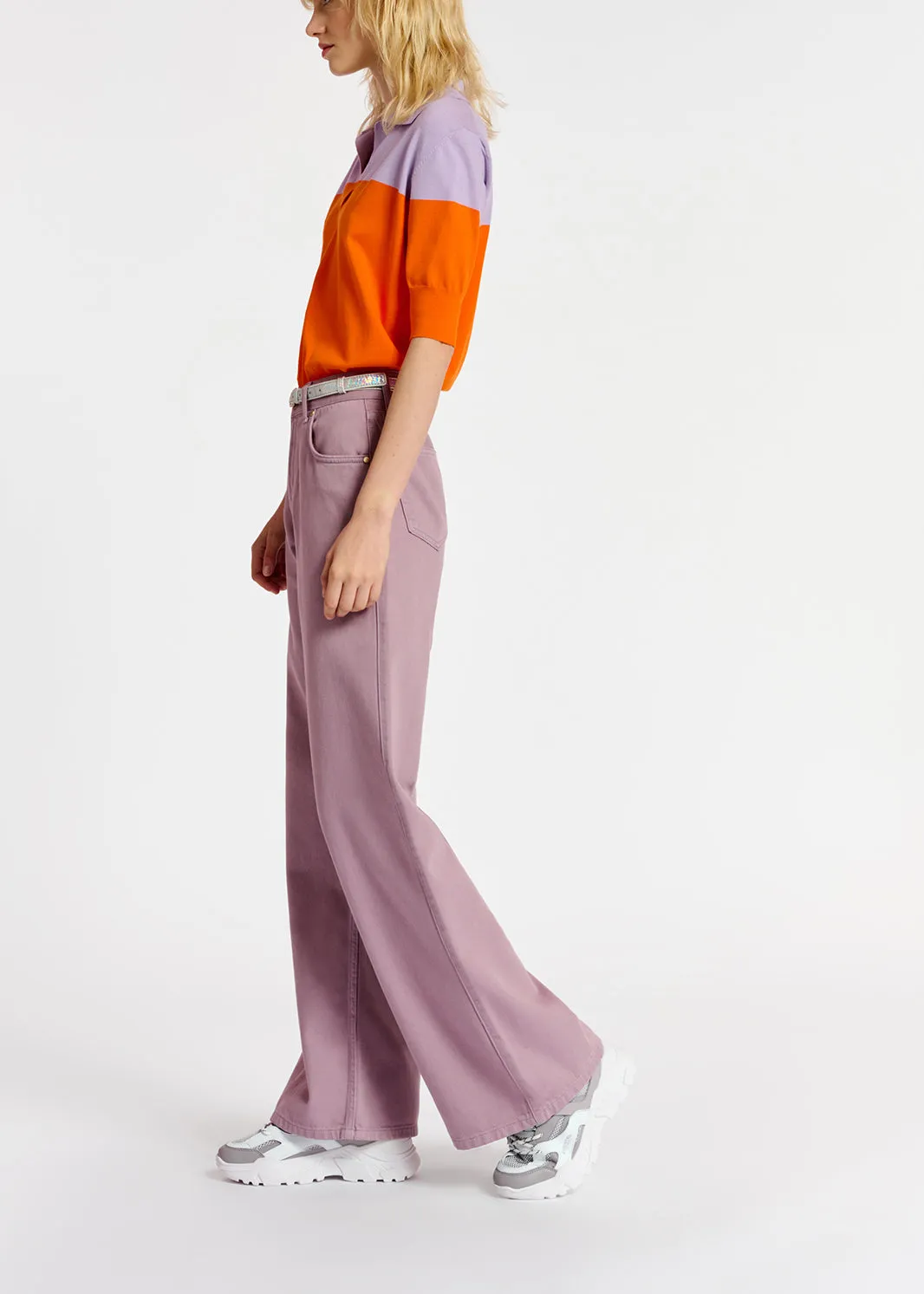 Lilac denim straight-leg jeans