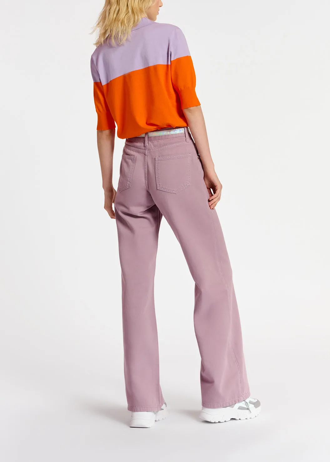 Lilac denim straight-leg jeans