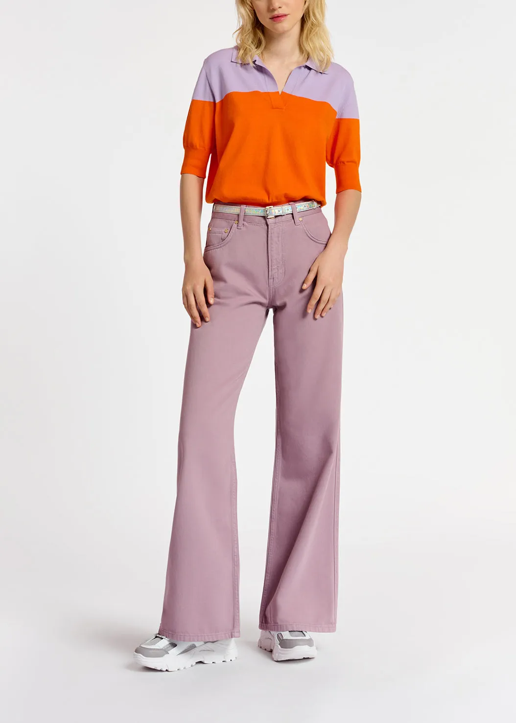 Lilac denim straight-leg jeans