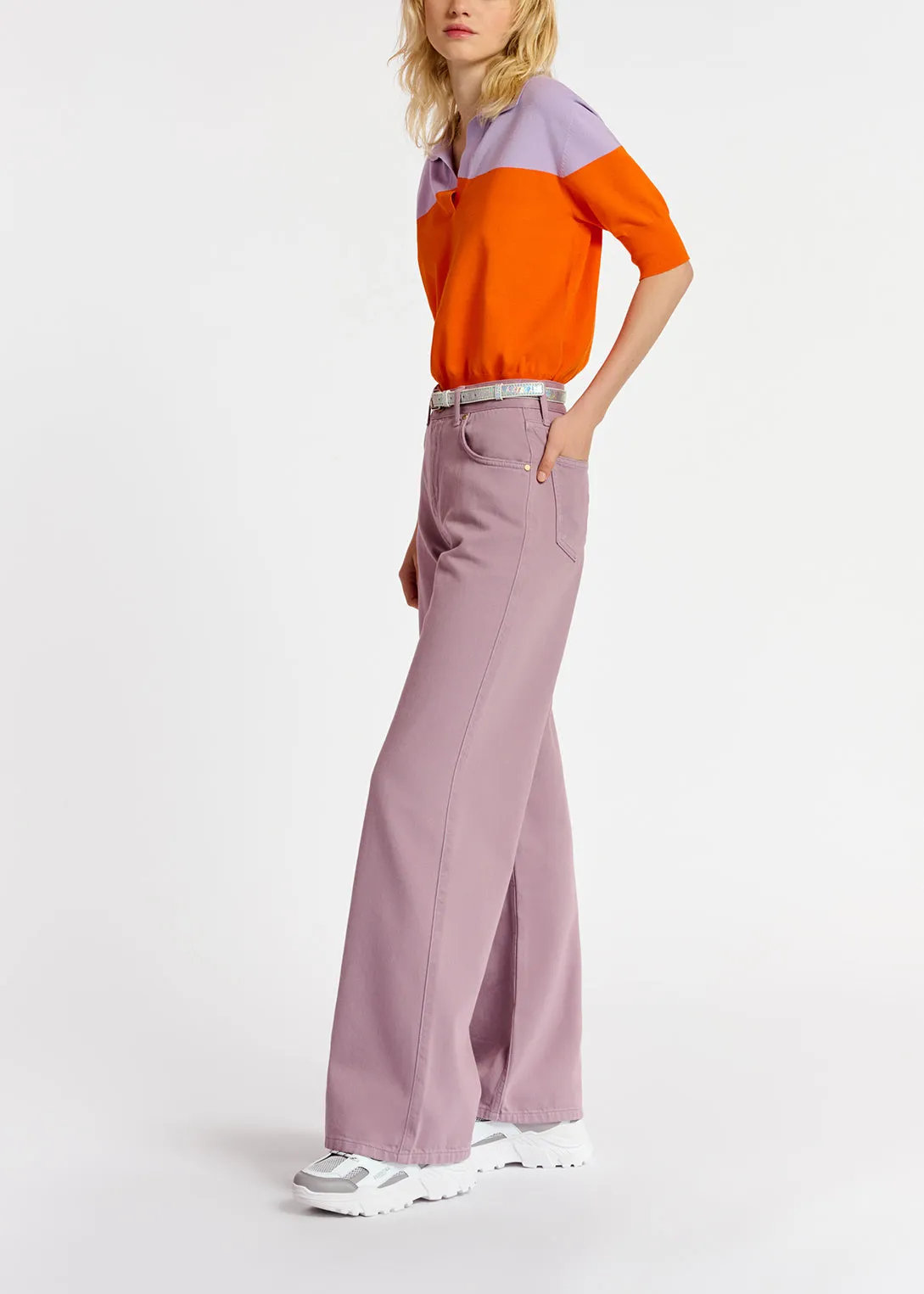 Lilac denim straight-leg jeans