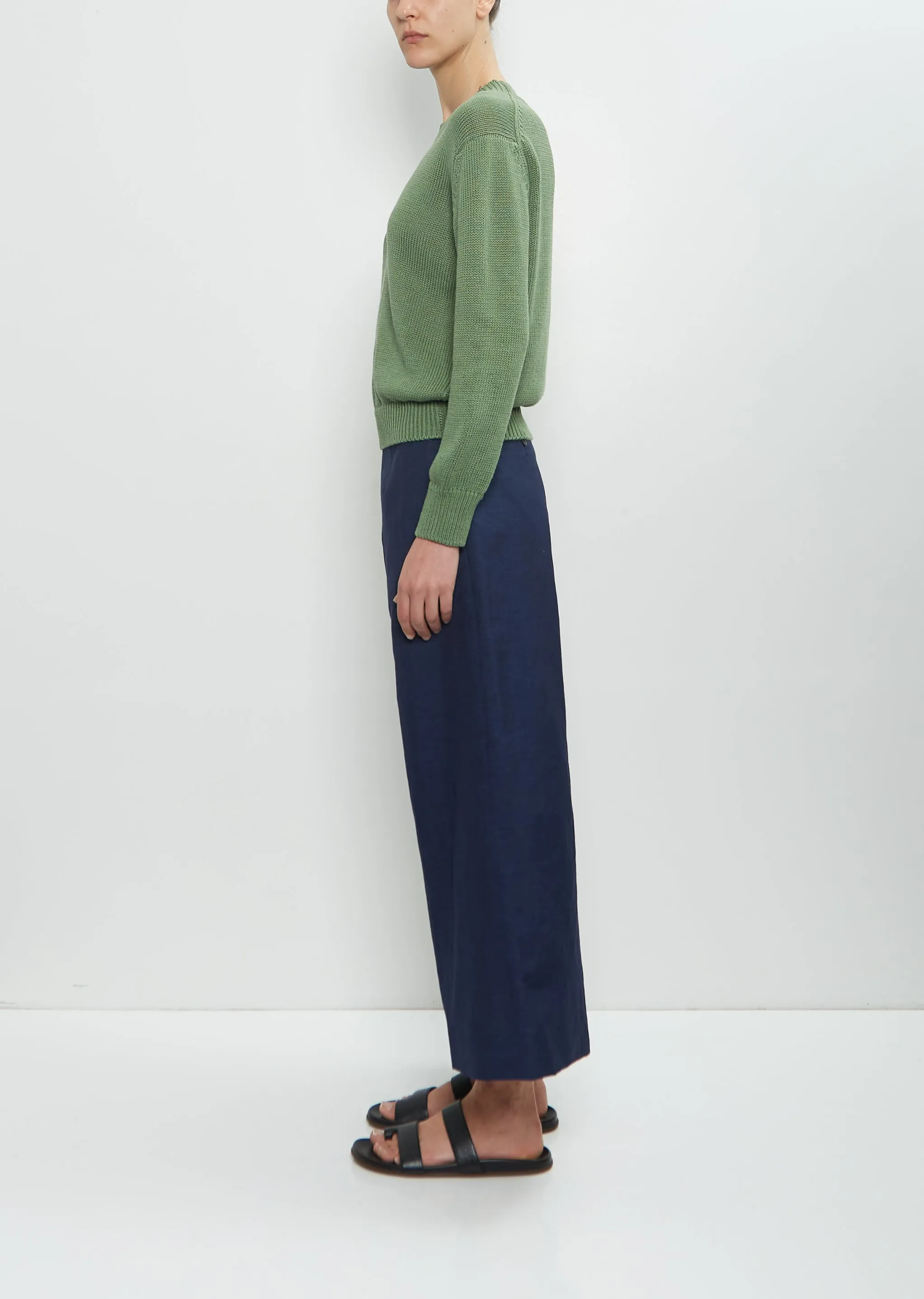 Linen Cotton Chunky Crew Neck Jumper