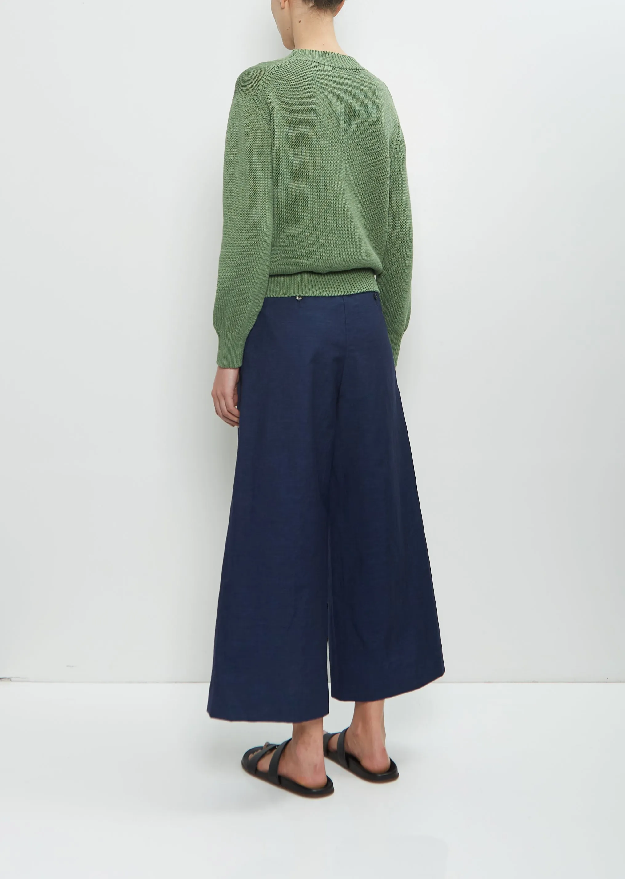 Linen Cotton Chunky Crew Neck Jumper